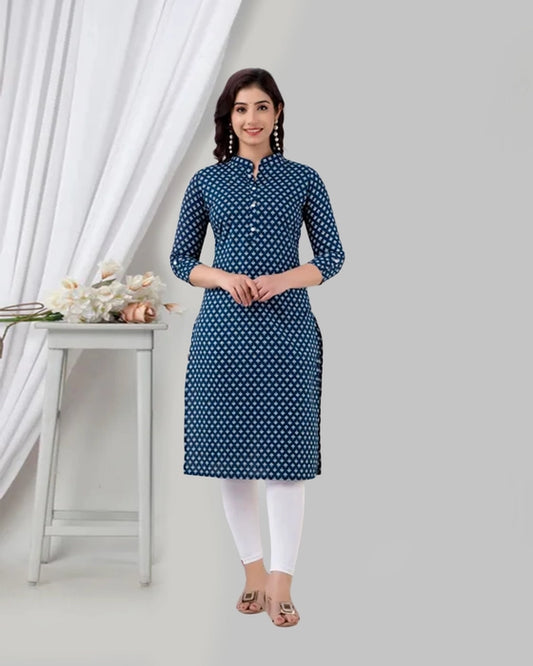 BLUE BUTTI PRINTED KURTA