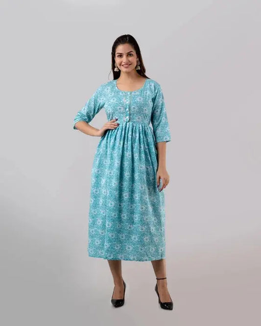 SKY WHITE FLOWER KURTA - HENAL