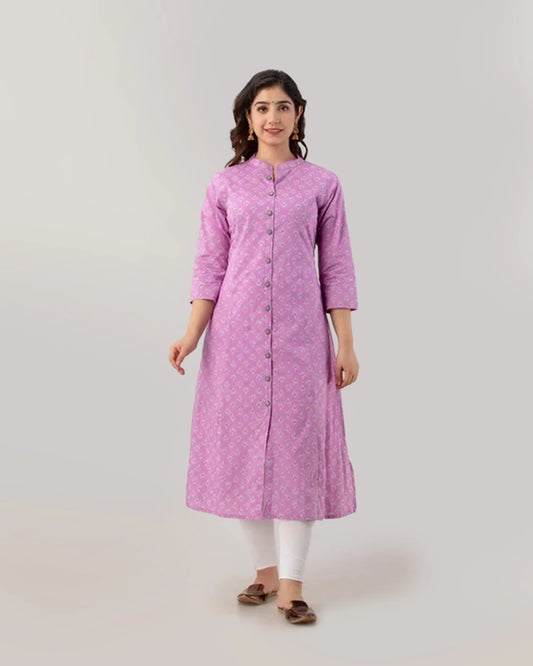 PURPLE BUTTI A-LINE KURTA