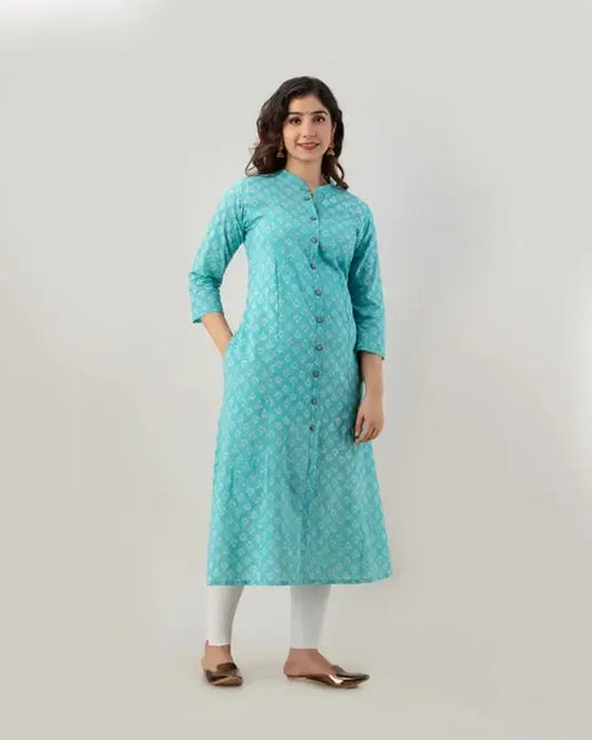 SKY BUTTI A-LINE KURTA - HENAL