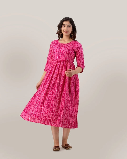 Pink Chundri Maternity Kurta