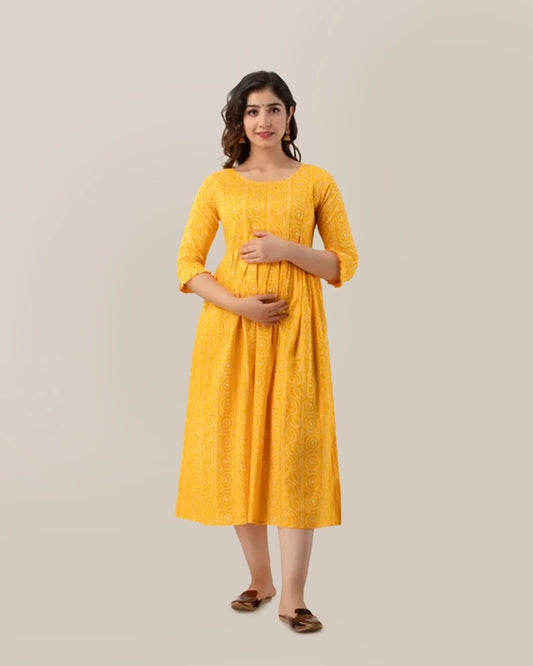 Yellow Chundri Maternity Kurta