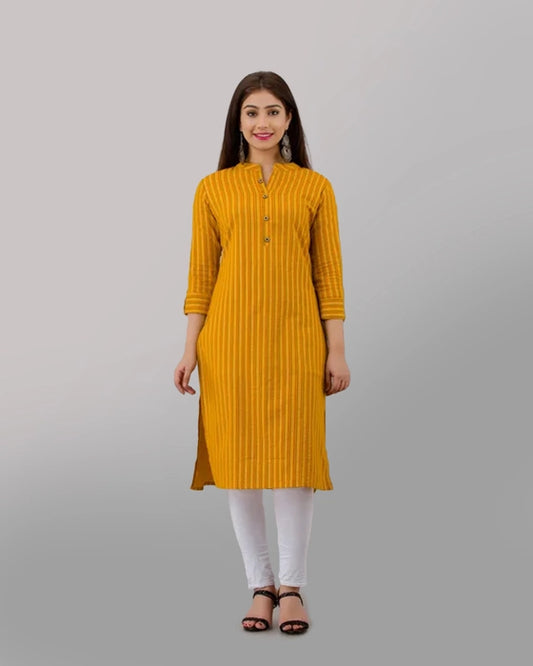 Mustard Line Kurta