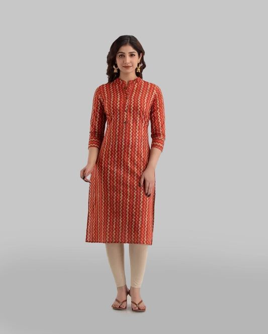 Orange Zig Zag Kurta