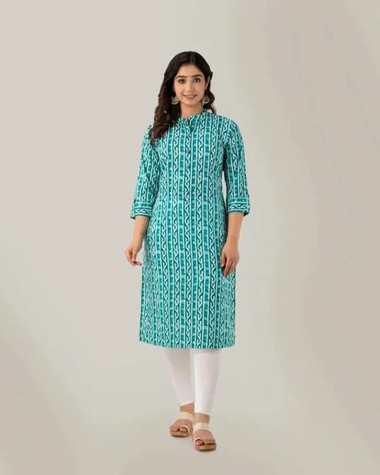 Light blue Printed Kurta - HENAL