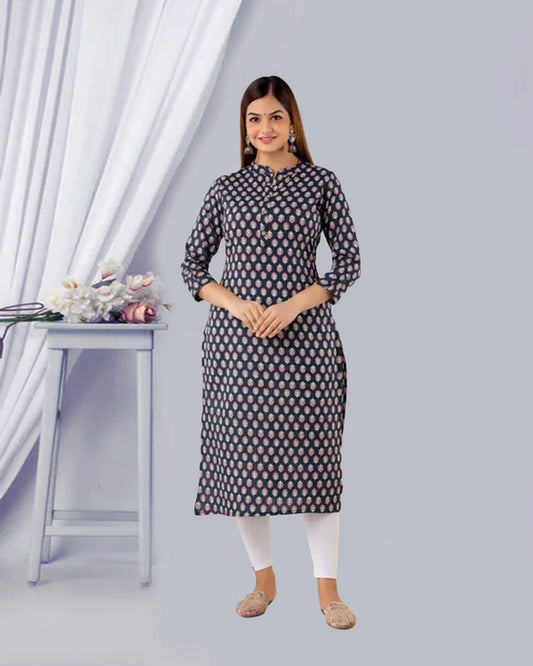 BLACK BUTTI KANTHA KURTI