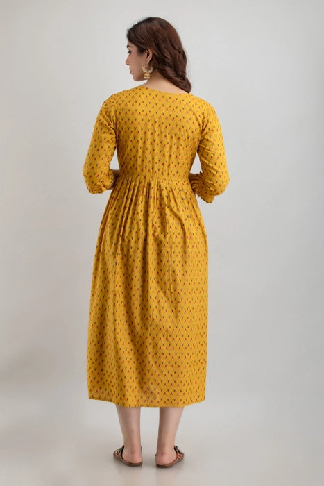 Mustard Butti Maternity Kurta