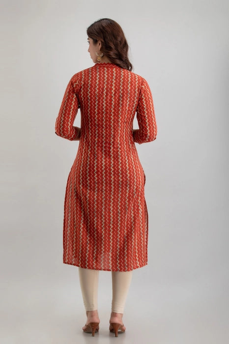 Orange Zig Zag Kurta
