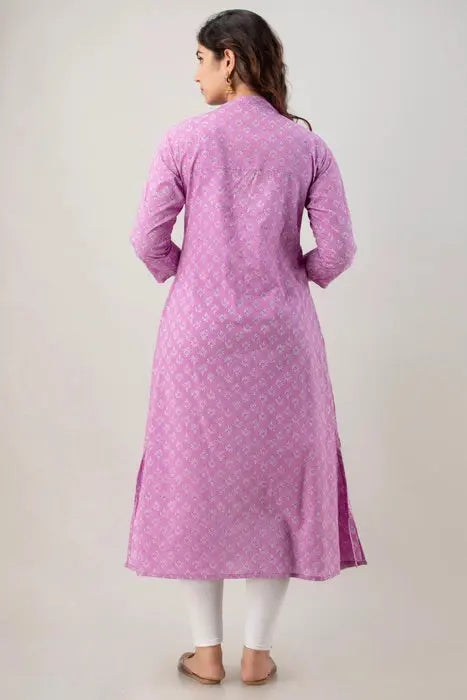 PURPLE BUTTI A-LINE KURTA - HENAL