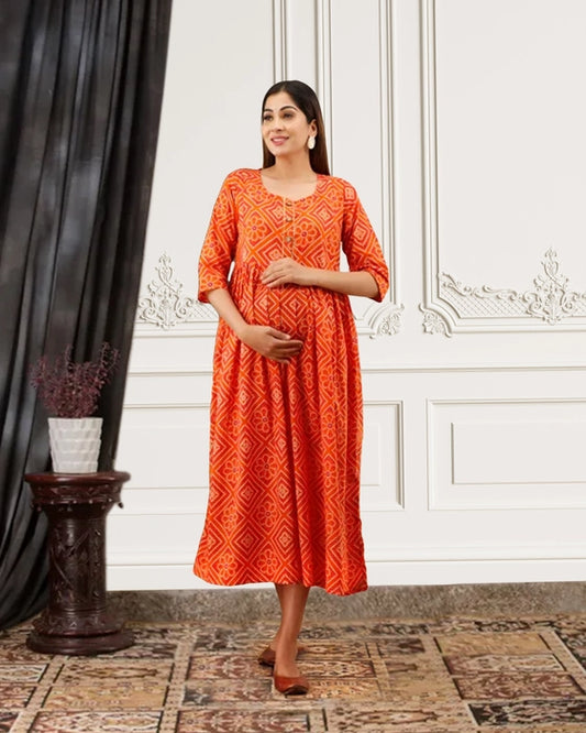 Orange Bhandej Maternity