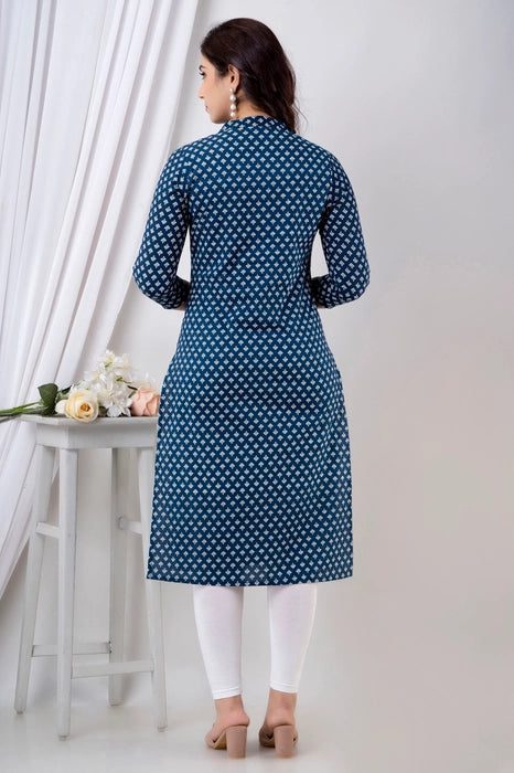 BLUE BUTTI PRINTED KURTA