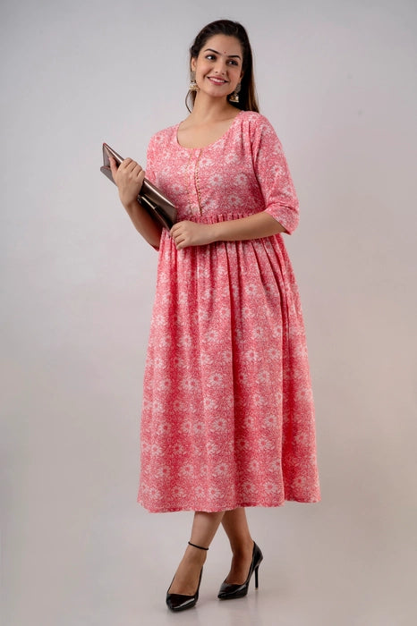 PINK WHITE FLOWER KURTA