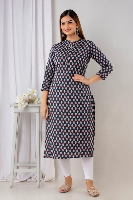 BLACK BUTTI KANTHA KURTI