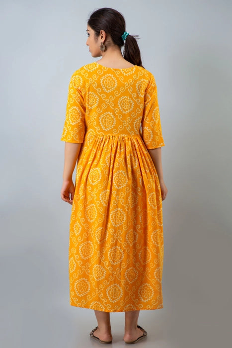 Yellow Bhande Maternity Kurta