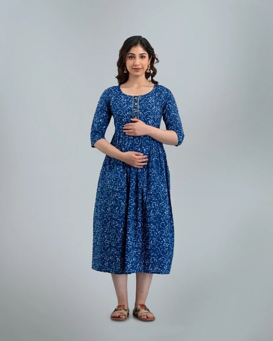 Indi Blue Jaal Maternity Kurta
