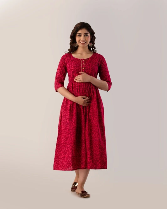 Wine Jaal Maternity Kurta