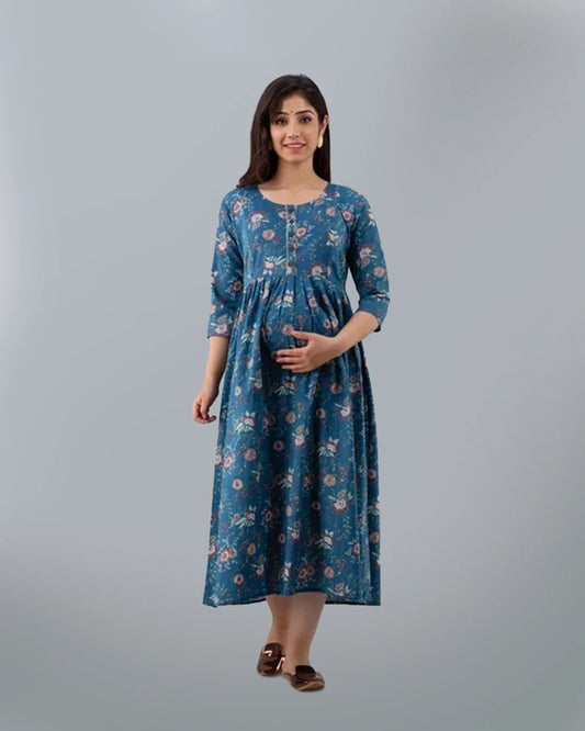 Blue Flower Maternity Kurta