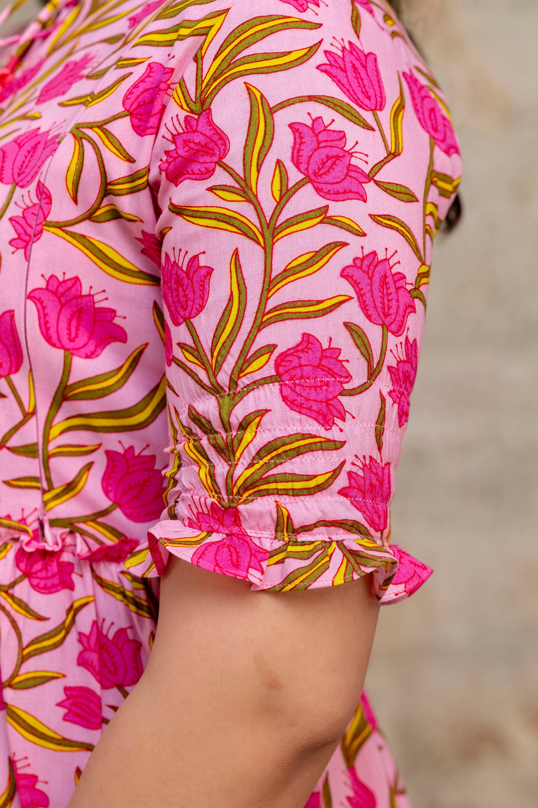 Pink Floral Pure Rayon Maternity Dress | Feeding Friendly Comfortable Pregnancy Wear for Women - HENAL