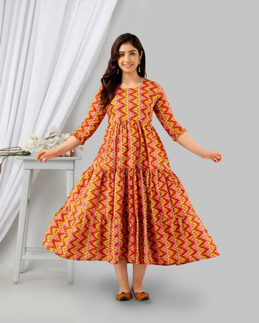 Yellow Zig Zag Maternity Dress
