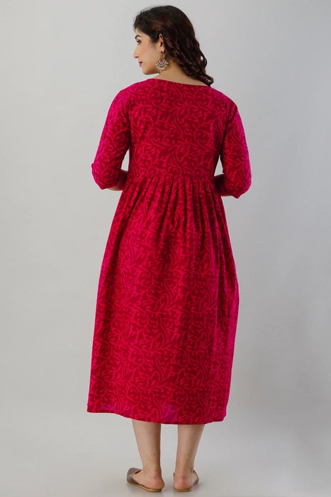 Wine Jaal Maternity Kurta