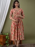 H327 Pink floral maternity dress — Myntra style 25302258