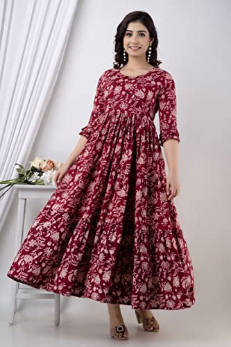 HENAL H370 maroon floral garment, full front silhouette.