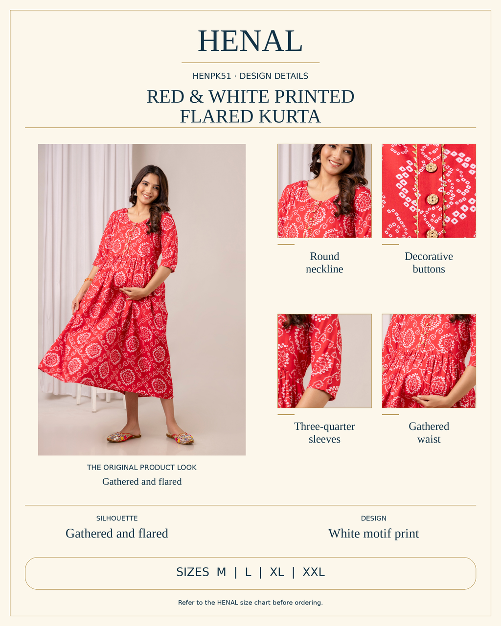 HENAL HENPK51 reviewed product infographic using unchanged original product photographs and verified details, with size options M, L, XL, XXL.