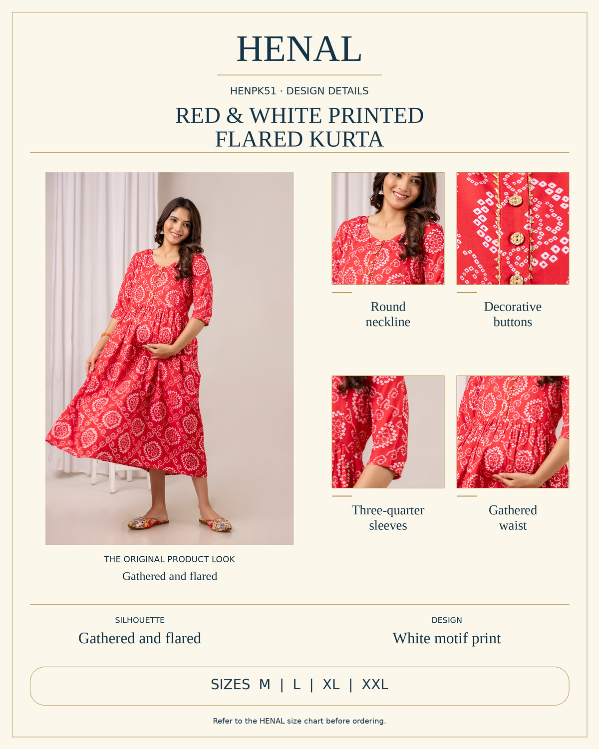 HENAL HENPK51 reviewed product infographic using unchanged original product photographs and verified details, with size options M, L, XL, XXL.