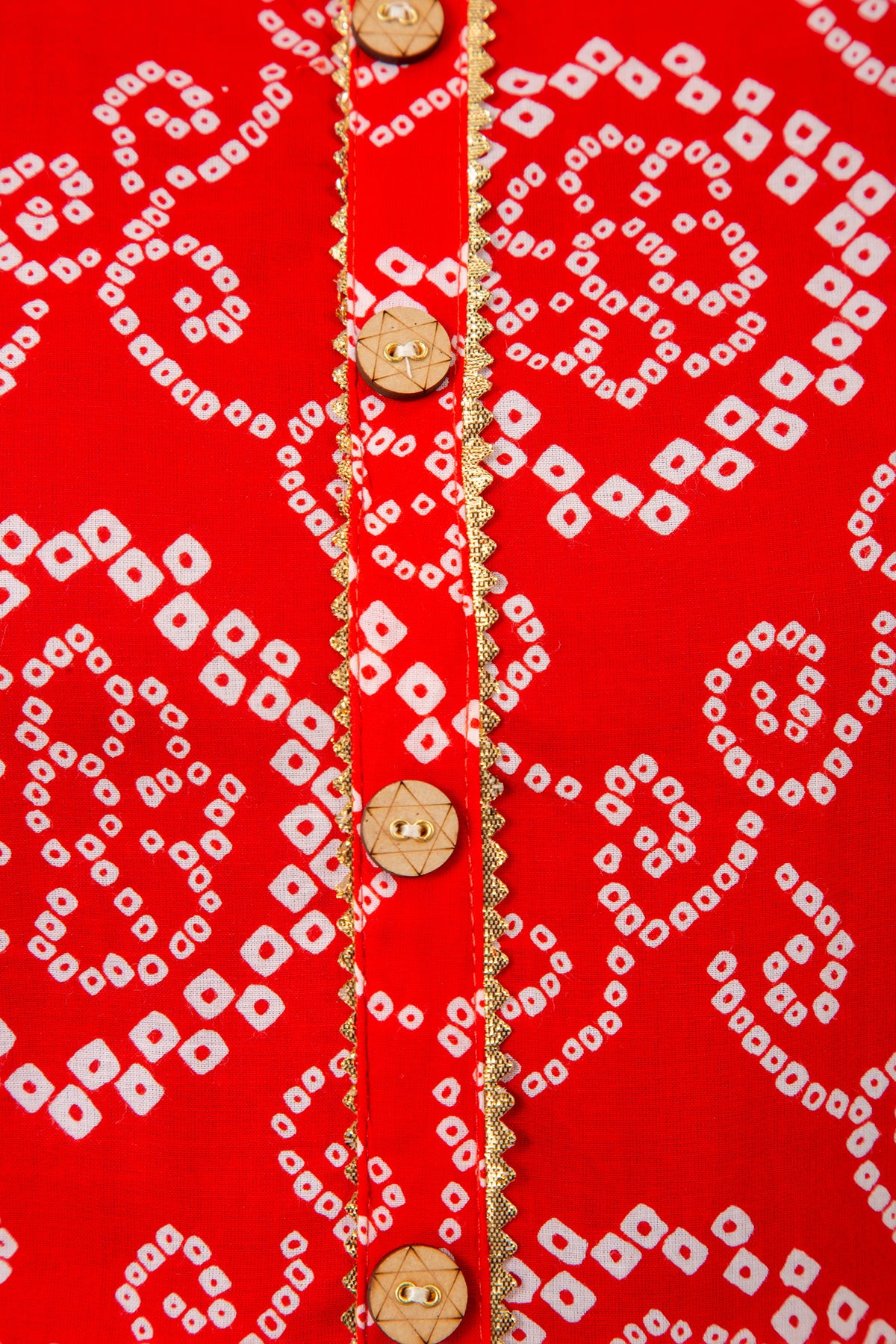 Red Bandhani-Print Maternity Midi Dress
