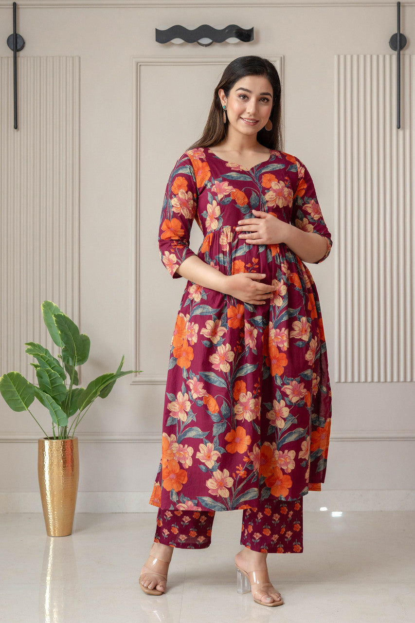 HENAL H441 Wine kurta palazzo set — product photo 3