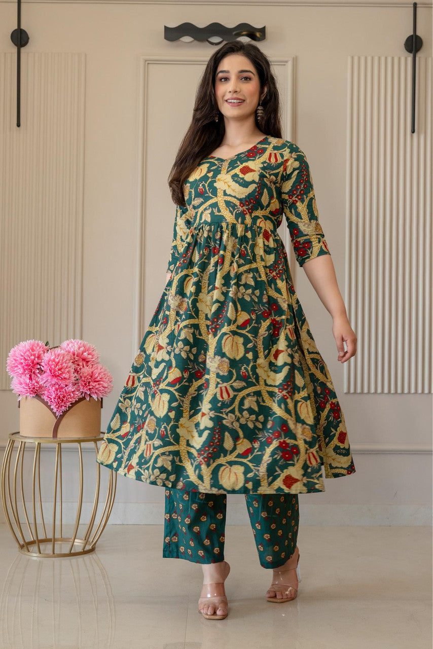 HENAL H448 Green kurta pant set — photo 3