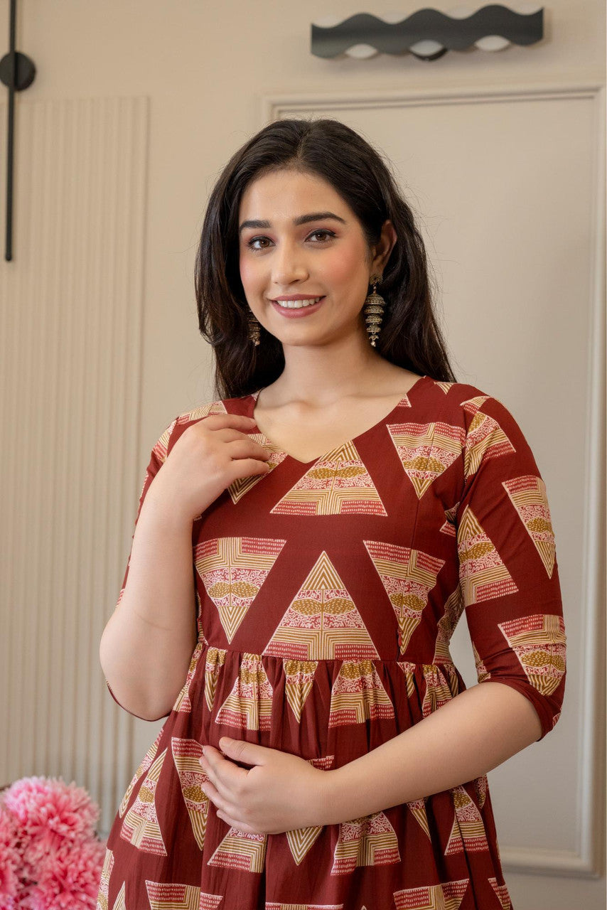 HENAL Maroon printed kurta pant set — photo 4