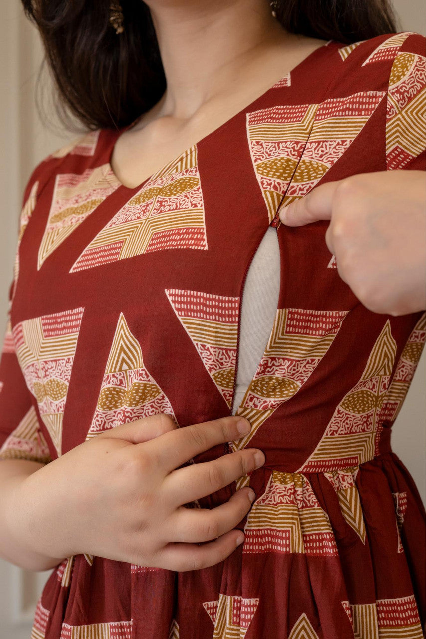 HENAL Maroon printed kurta pant set — photo 5
