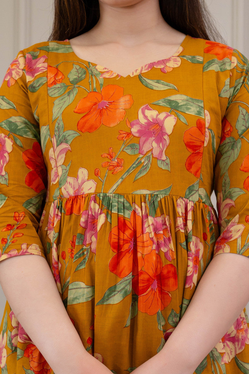 HENAL Mustard floral kurta palazzo set — photo 4