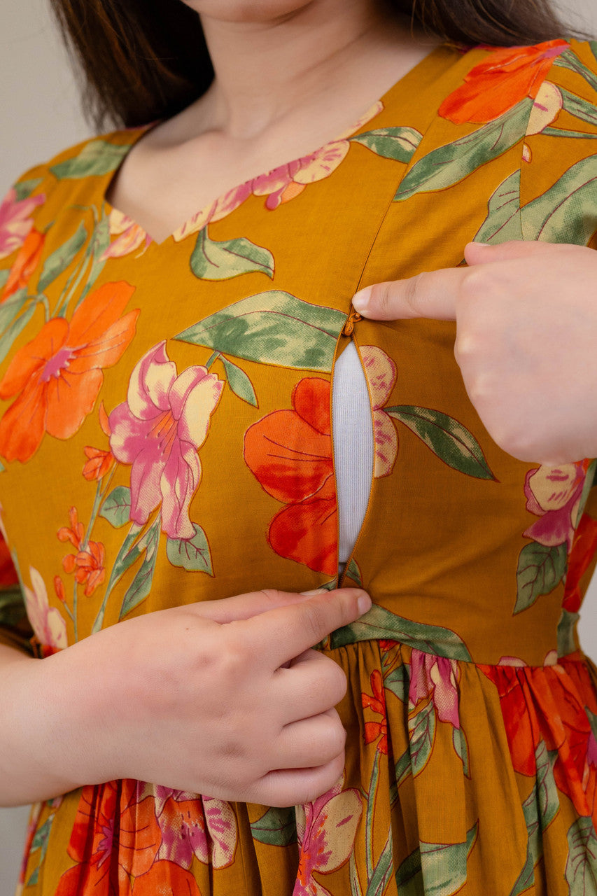HENAL Mustard floral kurta palazzo set — photo 5