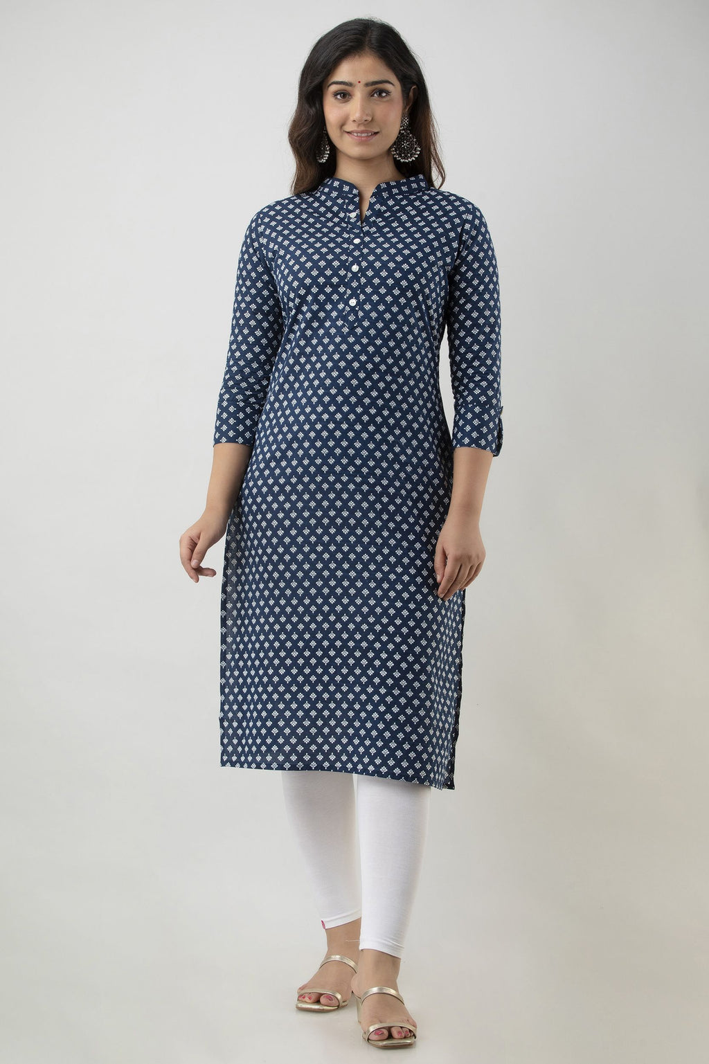 Henal Women Printed Straight Kurta (Blue)