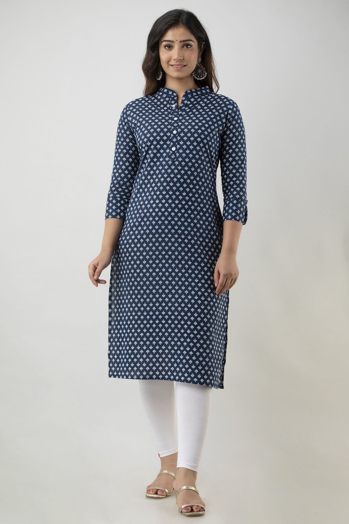 Henal Women Printed Straight Kurta (Blue)