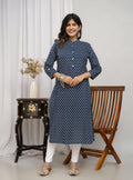 Henal Women Printed Straight Kurta (Blue)