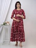 Maroon & White Fit & Flare Maxi Maternity Dress — product image 1