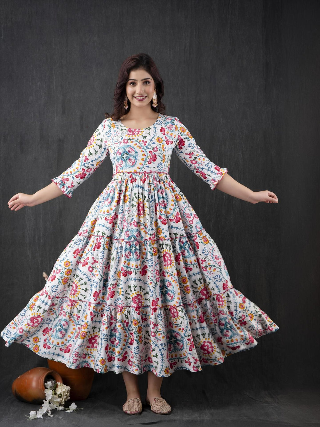 Henal Anarkali Gown (White)