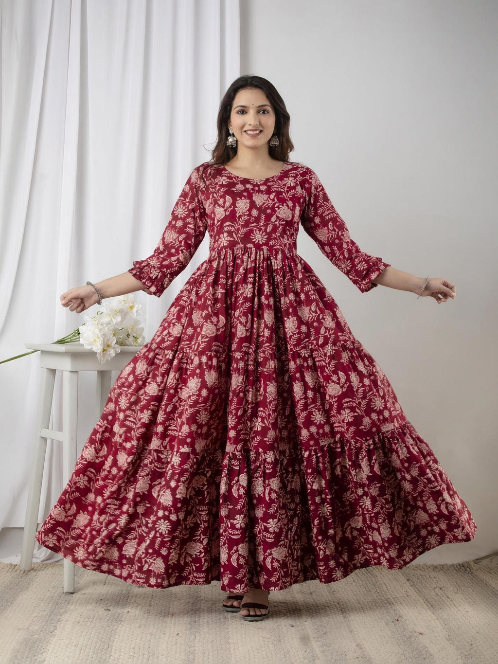 Maroon Anarkali Maternity Kurta & Gown — product image 1