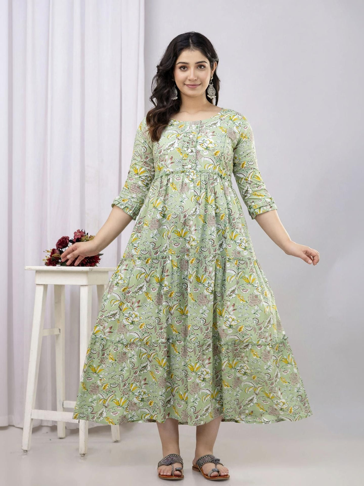 Henal Women Printed Anarkali Kurta (Multicolor)