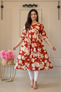 Orange Fit & Flare Midi Dress — product image 1
