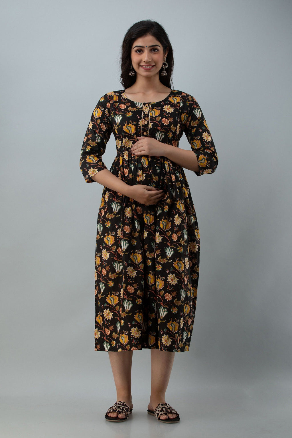 Multicolor Floral Maternity Kurta & Gown — product image 1