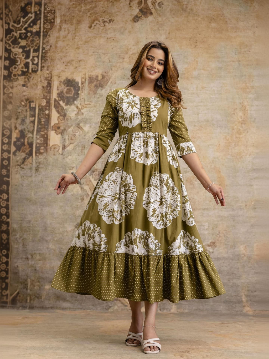 Dark Green Anarkali Maternity Gown — product image 1