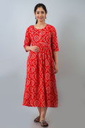 Red Printed Maternity Kurta & Gown — product image 1