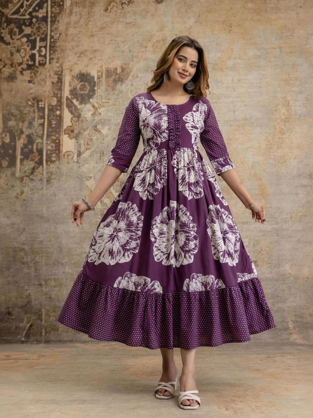 White Floral & Dot-Detail Maternity Dress — product image 1