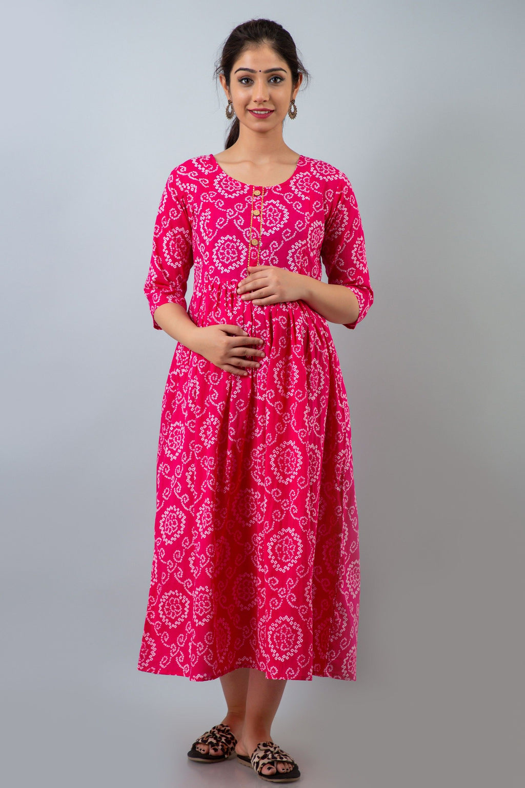 ShopGlobal Women Printed Kurta (Pink)
