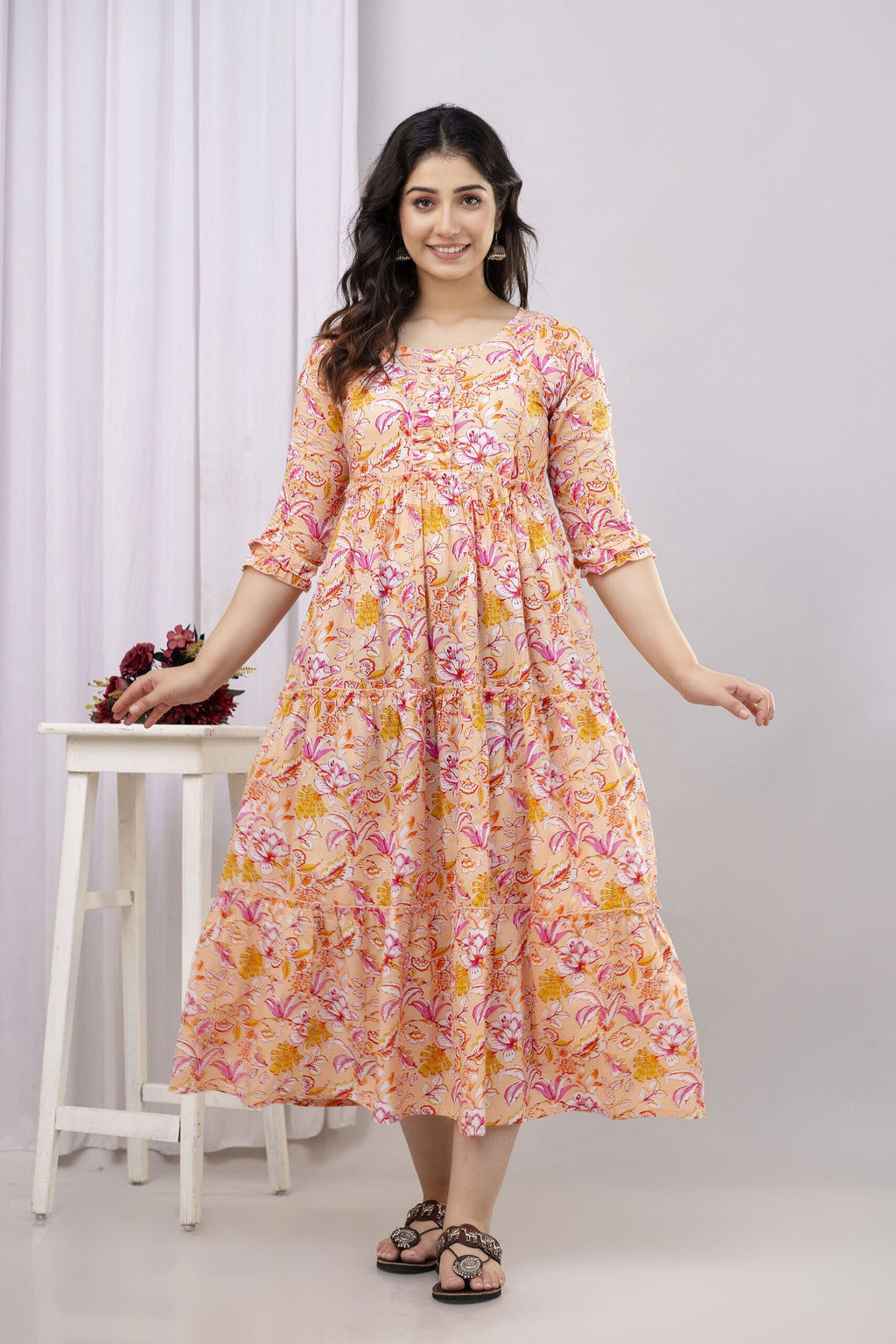 Henal Women Printed Anarkali Kurta (Multicolor)