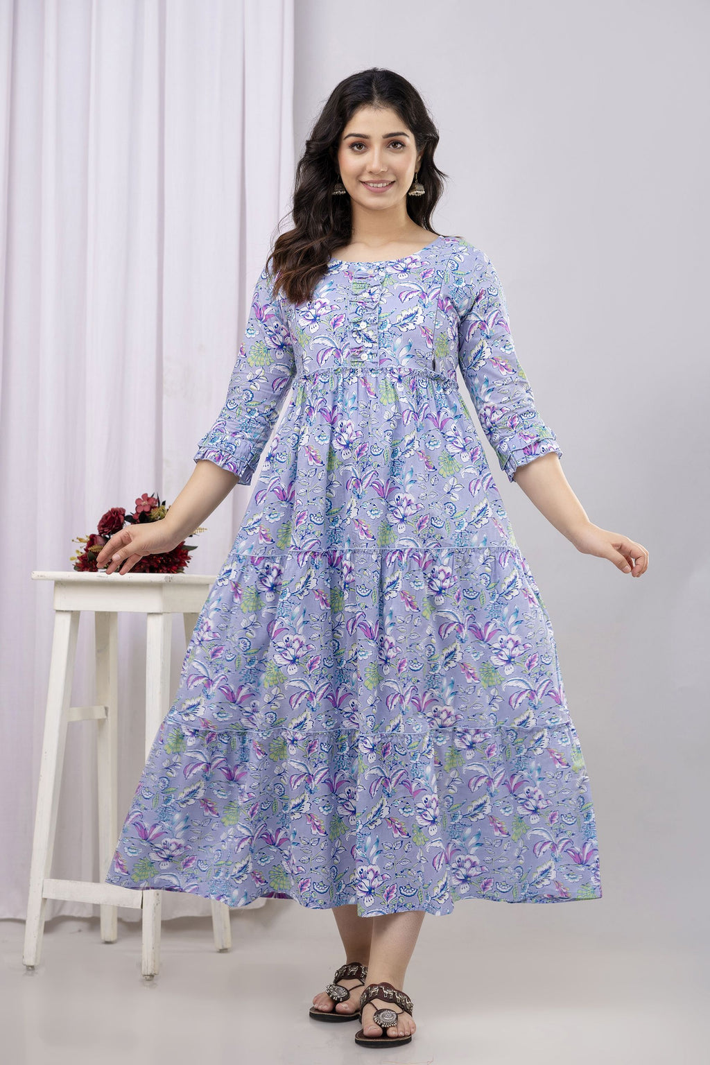 Henal Women Printed Anarkali Kurta (Multicolor)